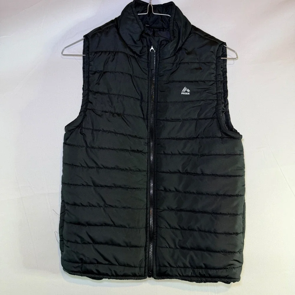 RBX Boys Puffer Vest Black‎ Quilted Full Zip Sleeveless Jacket Size 12 RN63619